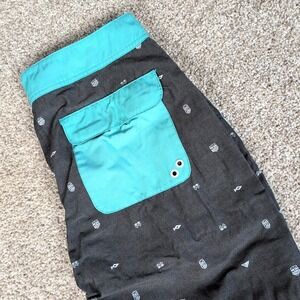 Freeworld Men's Swim Trunks Gray Blue Geometric‎ Print Size 30 Board Shorts
